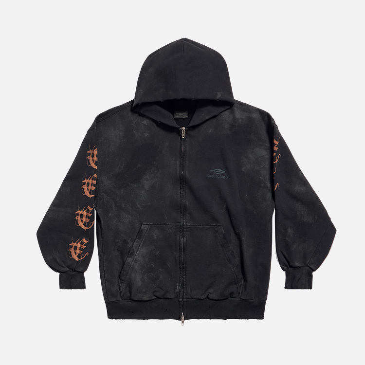 발렌시아가 HEAVY METAL 집업 스몰 핏 HOODIE 워시드 