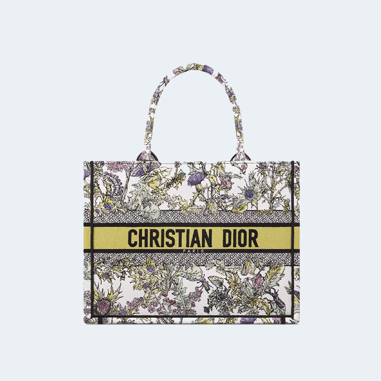 디올 Dior Chardons 모티브 자수 북 토트 미디엄 백