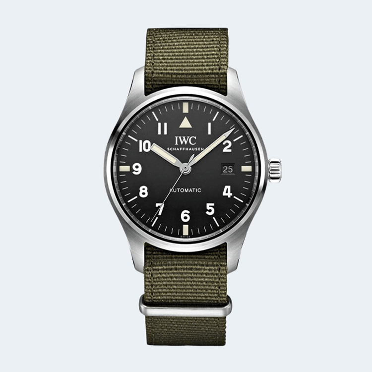 IWC 마크18 트리뷰트 블랙다이얼 그린 나일론